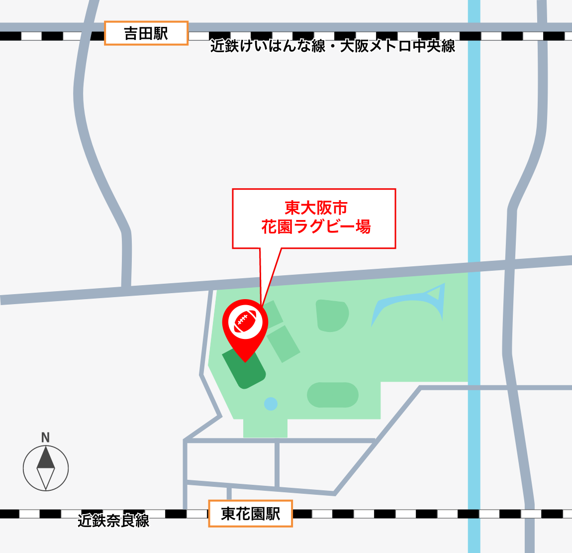 東大阪市花園ラグビー場 MAP
